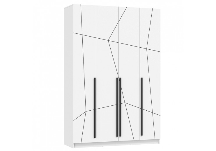 Шкаф для одежды 67.13 Брандо (4-х дв.)(белый/ДВПО белый/фасад МДФ геометрия ПВХ белый)