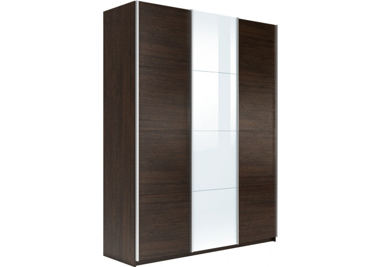 Шкаф-купе Прайм 3-х дверный (ЛДСП/Стекло белое/ЛДСП) Венге