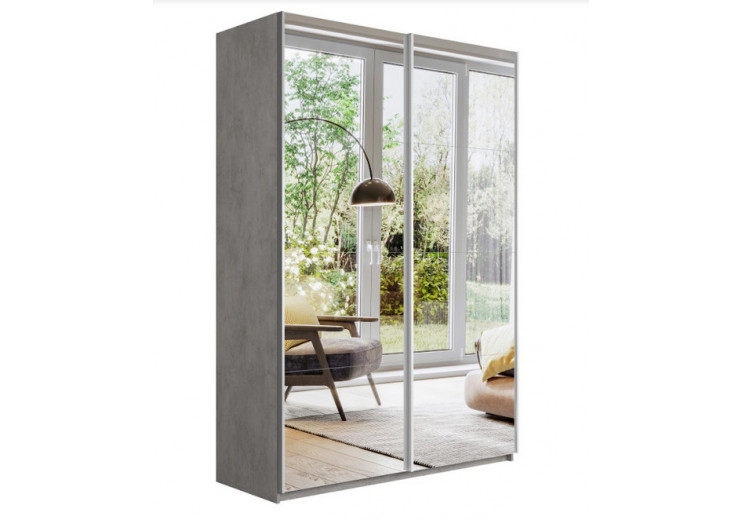 Шкаф-купе Прайм 2-х дверный (Зеркало) Бетон