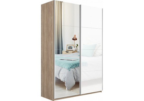 Шкаф-купе Прайм 2-х дверный (Зеркало/Стекло белое) Сонома